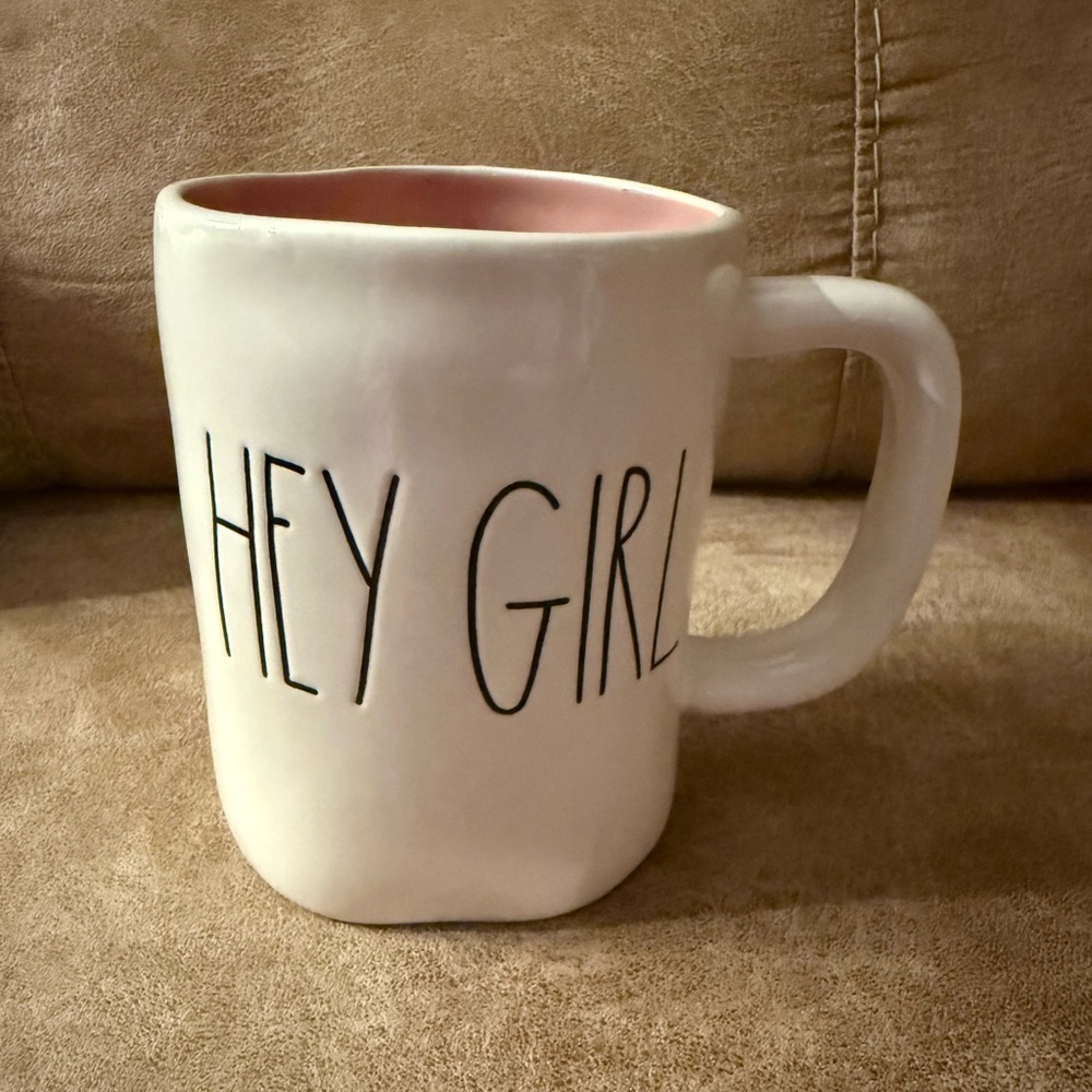 Rae Dunn Hey Girl Mug Magenta Artisan Collection White  Coffee Cup Tea Cup
